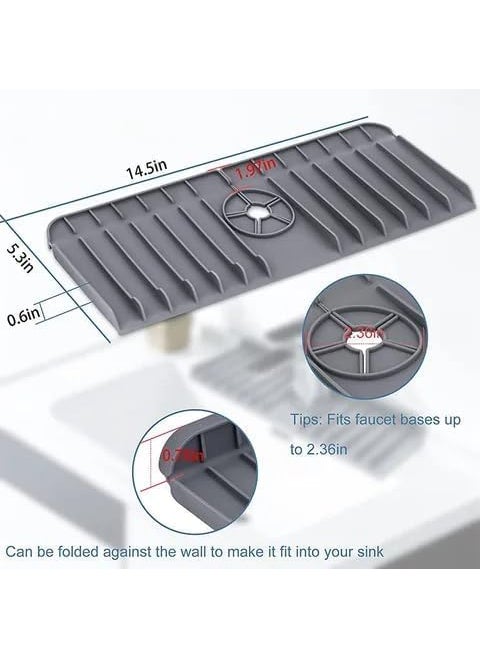 svk dream SVK Dream Sink Faucet Splash Guard Silicone Faucet Water Catcher Sink Mat for Kitchen, Sink Draining Pad Behind Faucet, Splash Countertop Protection Rubber Drying Pad (Black)  - Image 2