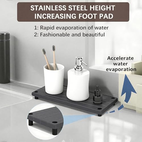 Lyxel Quick Dry Sink Caddy Kitchen Sink Organizer, Water Absorbing Stone Tray for Sink, Stone Drying Tray, Diatomite Faucet Mat & Protector, Dispenser Sponge Holder, Stone Soap Tray for Bathroom Counter - Image 3