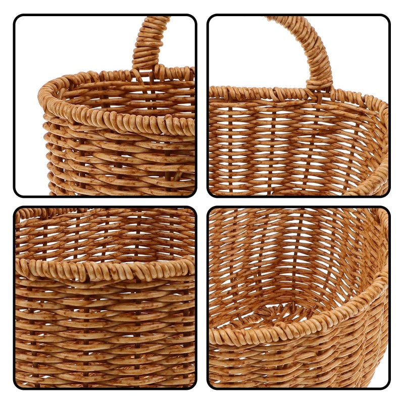Large Plastic Woven Wall Mounted Storage Basket For Kitchen Fruit Vegetable And Bread Organizer - Image 4