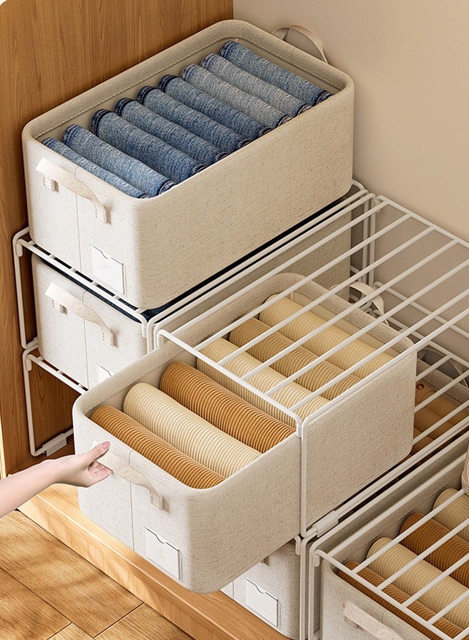 2PCS Heavy Duty Layered Steel Frame Rack for Clothes Storage and Organization Box Closet Clothes Storage Box Durable Strongly weighed Wardrobe Storage Basket Tiered Shelf Layered Storage Partition 47.8×30.6×23.2cm - Image 1