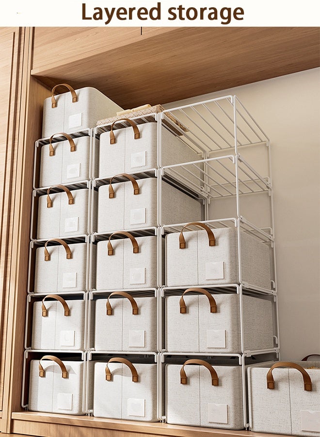 2PCS Heavy Duty Layered Steel Frame Rack for Clothes Storage and Organization Box Closet Clothes Storage Box Durable Strongly weighed Wardrobe Storage Basket Tiered Shelf Layered Storage Partition 47.8×30.6×23.2cm - Image 3
