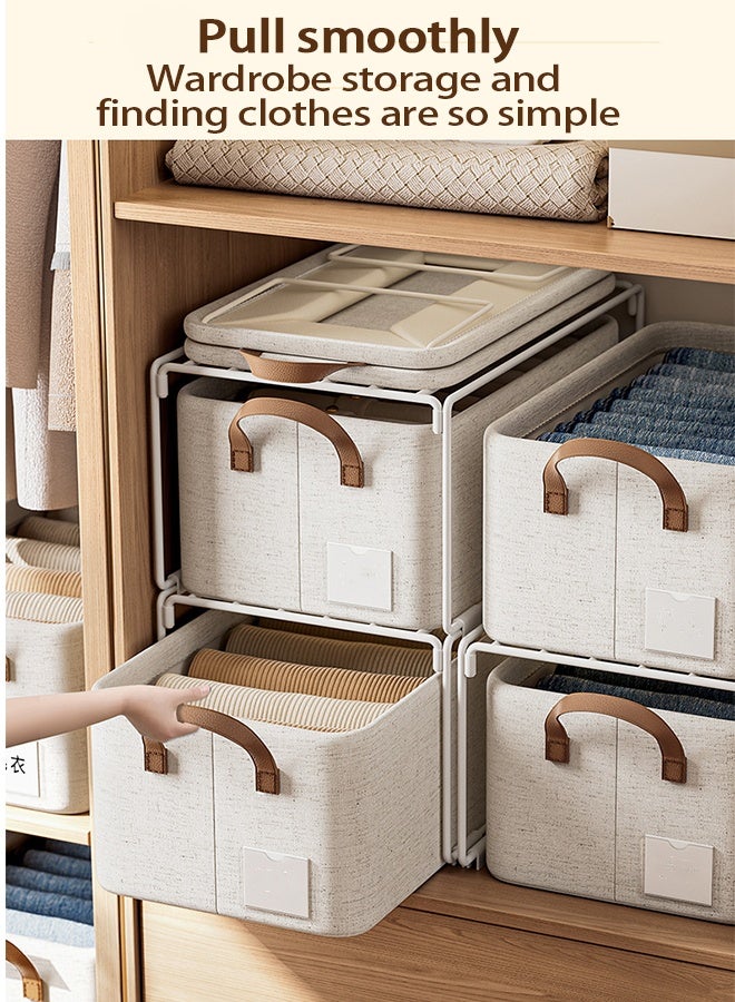 2PCS Heavy Duty Layered Steel Frame Rack for Clothes Storage and Organization Box Closet Clothes Storage Box Durable Strongly weighed Wardrobe Storage Basket Tiered Shelf Layered Storage Partition 47.8×30.6×23.2cm - Image 5