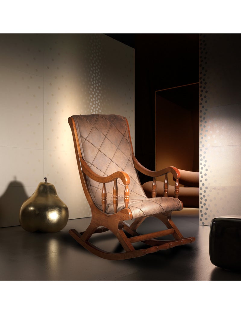 mahome Luxury Wooden Rocking Chair with Upholstered Cushion – Vintage Style Armchair. sutable for living room sofa, office and garden furniture. (Alder wood, normal)  - Image 1