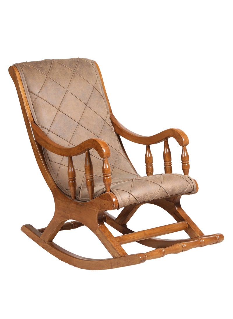 mahome Luxury Wooden Rocking Chair with Upholstered Cushion – Vintage Style Armchair. sutable for living room sofa, office and garden furniture. (Alder wood, normal)  - Image 2
