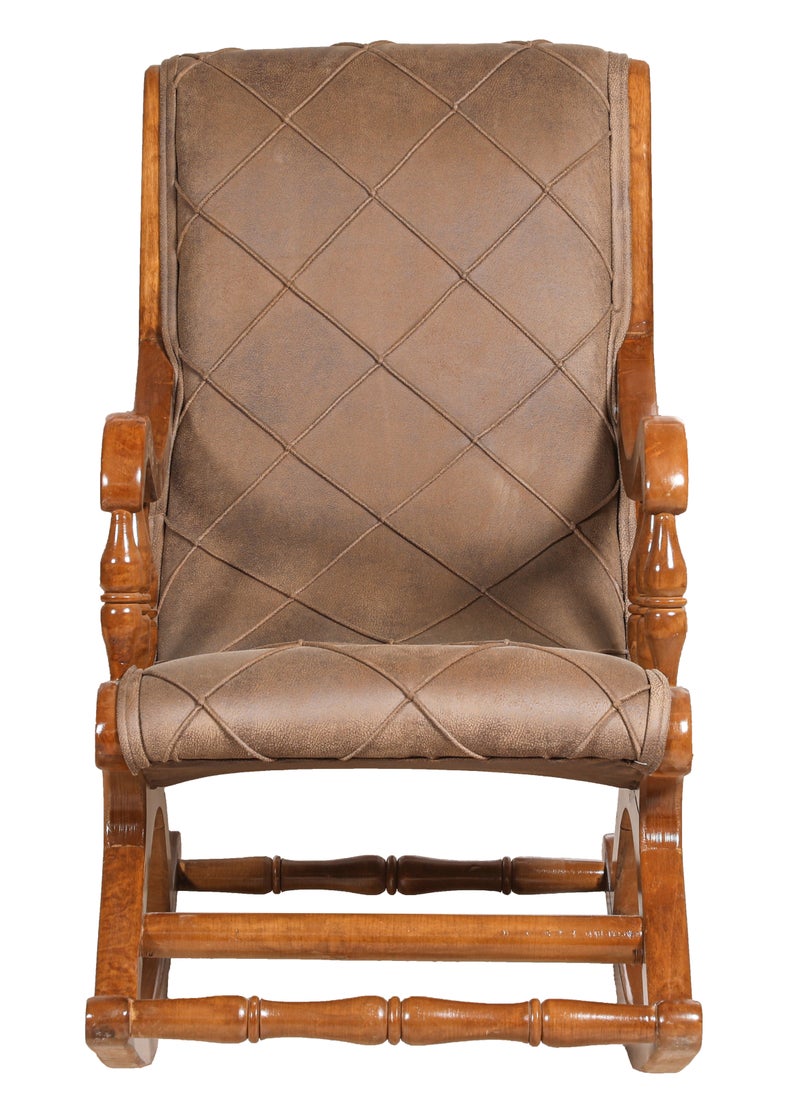 mahome Luxury Wooden Rocking Chair with Upholstered Cushion – Vintage Style Armchair. sutable for living room sofa, office and garden furniture. (Alder wood, normal)  - Image 4