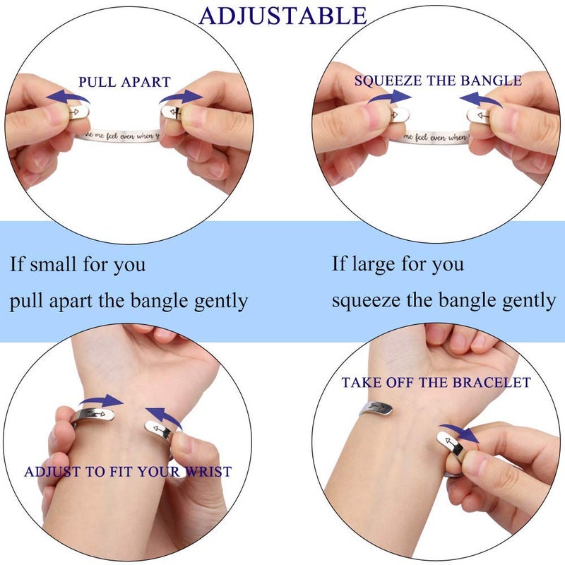 Btysun Gifts for Her Inspirational Bracelets for Teen Friendship Gifts for Women Teenage Her Motivational Friend Bracelets Mantra Cuff Bangle Quotes Engraved Stainless Steel Jewelry - Image 4
