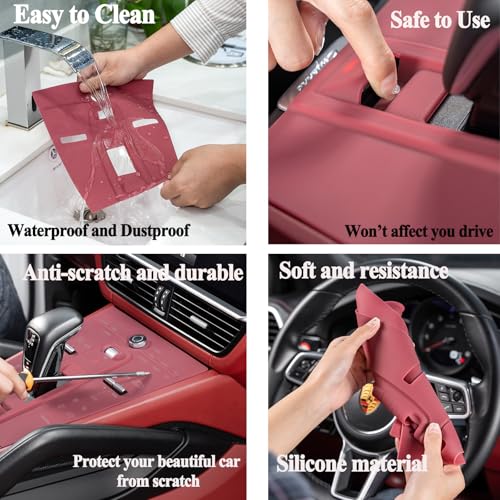 Speechn for Porsche Cayenne Center Console Cover, Silicone Center Console Protector Film for Porsche Cayenne Accessories 2018-2023 (for Cayenne 2018-2023 Red) - Image 4