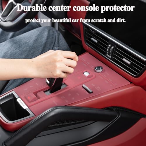 Speechn for Porsche Cayenne Center Console Cover, Silicone Center Console Protector Film for Porsche Cayenne Accessories 2018-2023 (for Cayenne 2018-2023 Red) - Image 2