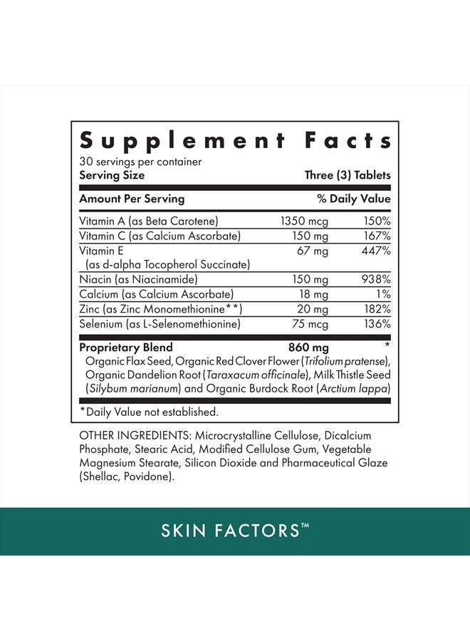MICHAEL'S Health Naturopathic Programs Skin Factors - 90 Vegetarian Tablets - Daily Formula for Youthful-Looking Skin - Ideal for Mild & Non-Cystic Acne - Kosher - 30 Servings - Image 2