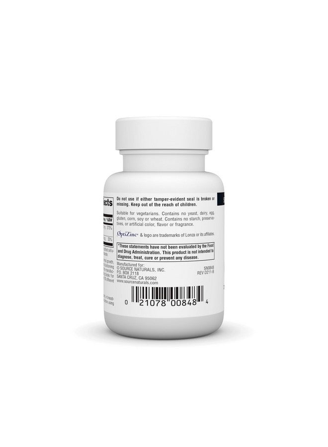 سورس ناتشورالز Source Naturals OptiZinc Zinc Methionine Sulfate Complex & Dietary Supplement* - 120 قرصًا - Image 3