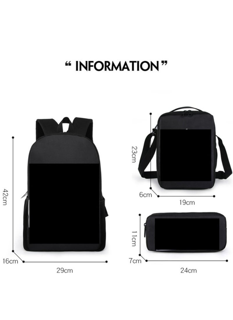 MINECRAFT Digital Printing Large Capacity Backpack Three piece Set Lunch Bag Pen Bag Polyester Comfortable Load Reducing Backpack for Students and Children Unisex  - Image 2