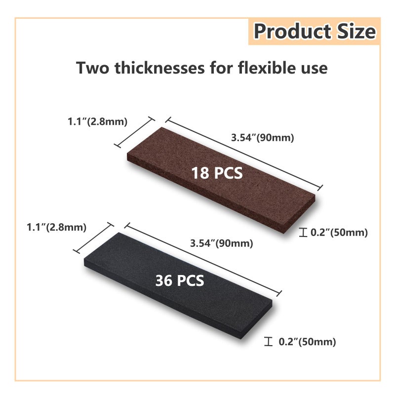 Jayen 54 Pcs Furniture Wall Protectors, 18Pcs Felt Pads + 36Pcs Eva Foam Pads, Anti-Collision Headboard Stoppers For Bed Frame, Anti-Shake Headboard Bumper For Any Furniture - Image 2