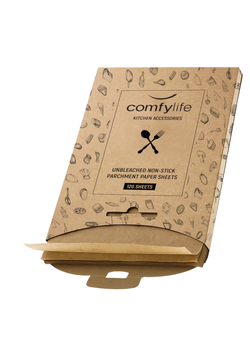 Comfylife Comfylife 120 x Parchment Paper Sheets  No Curl No Tear No Burn Baking Paper 16 x 12 inch  No Chemical Unbleached  Cookie Paper Precut Baking Sheets For Baking 