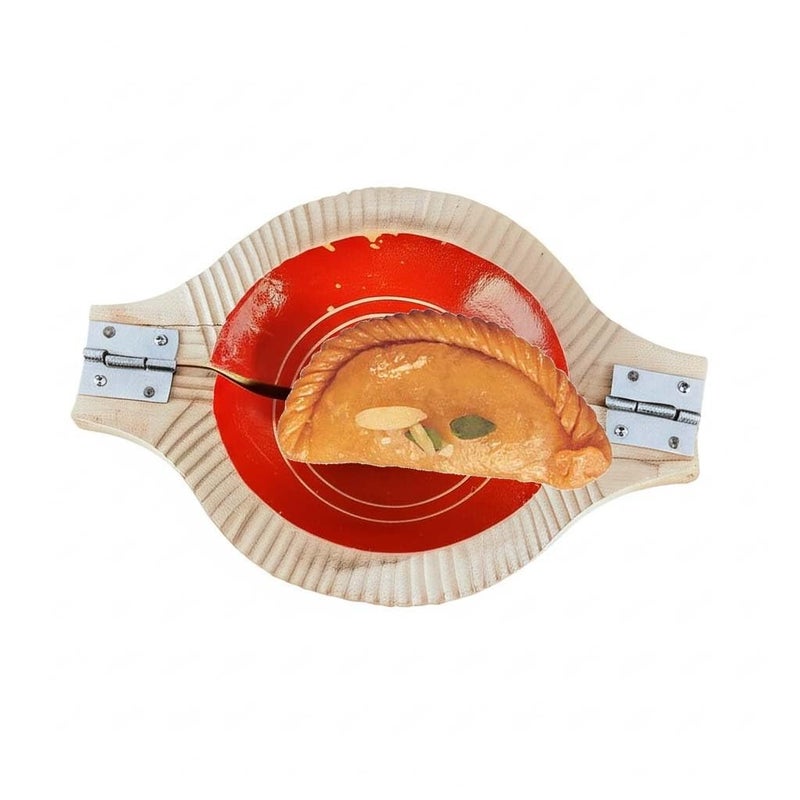 Ervio Wooden Sweet Mould for Gujiya, Karanji, Kajjikayalu, Sacha Machine| Handcrafted Kitchen Tool for Indian Desserts, Dough Shell Shaper, Traditional Snack Making Board - Image 2