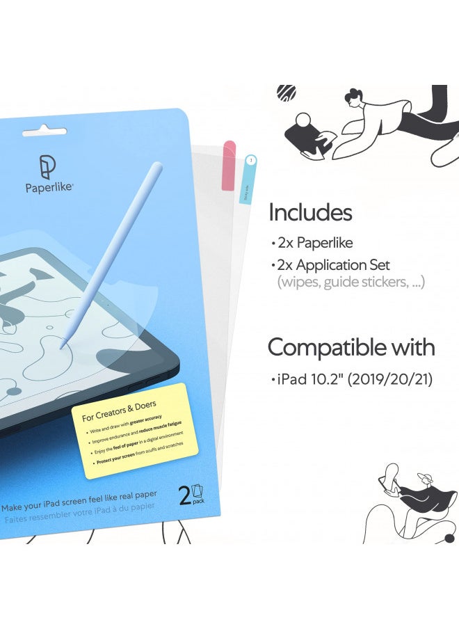 Paperlike - Paperlike 2.0 (2 Pieces) for iPad 10.2" (2019/20/21) - Screen Protector for Drawing, Writing, and Note-taking like on Paper - Image 1