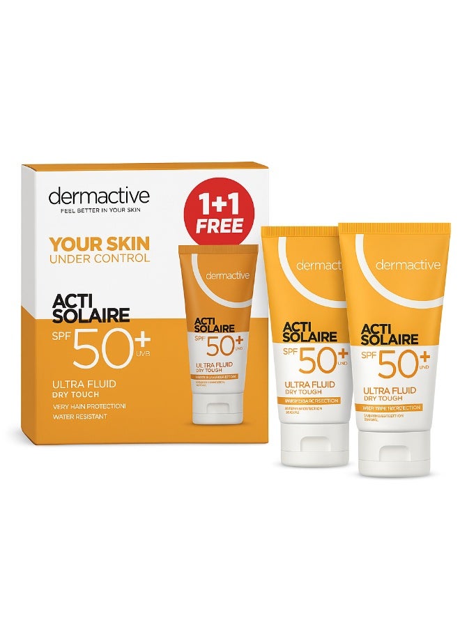 Dermactive ACTI SOLAIRE SPF 50+ UVB UVA ULTRA FLUID DRY TOUCH Sun Sensitive Skin 50ml 1+1 - Image 1