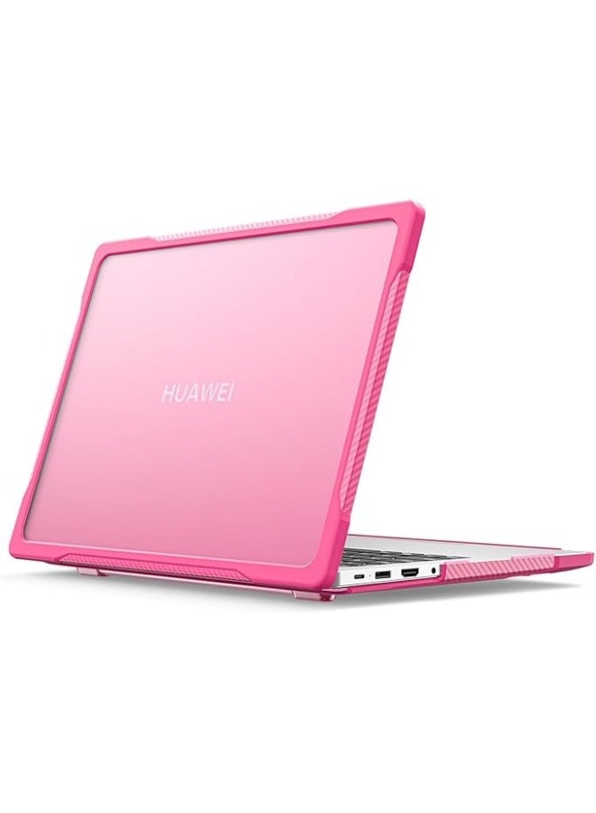 Ultimate Protection Case Compatible with Huawei MateBook 14 2021/2022/2023 Release, Matte Translucent Carbon Fiber Edges Shockproof Slim Heat Dissipation Laptop Case