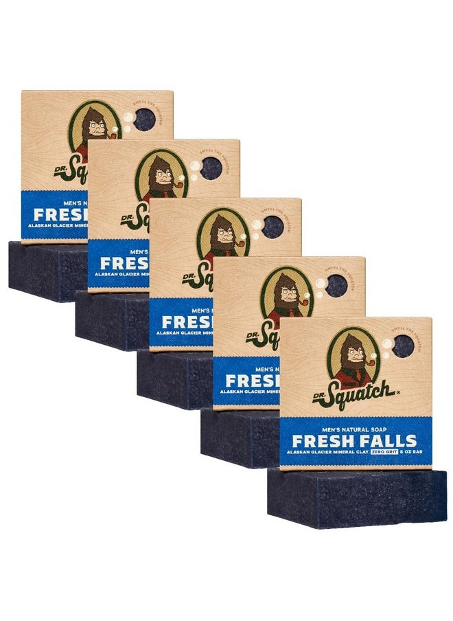 Dr. Squatch Men'S Bar Soap 5Pack Fresh Falls All Natural Bar Soap For Men 5 Bars Of Soap Smell Like A Crisp Forest Waterfall  - Image 1