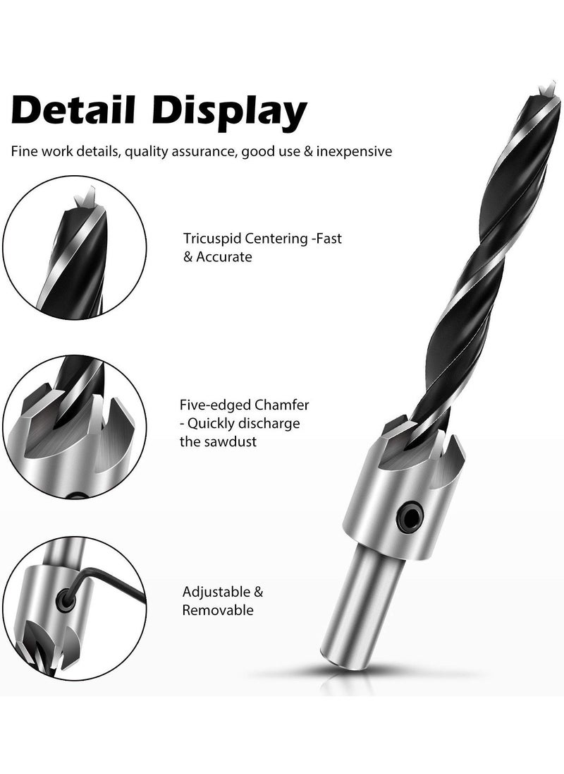 Hetkrishi Hetkrishi High Speed Steel Countersink Drill Bit Set Power Tools Accessories with Hex Key for Plastic Woodworking  - Image 3