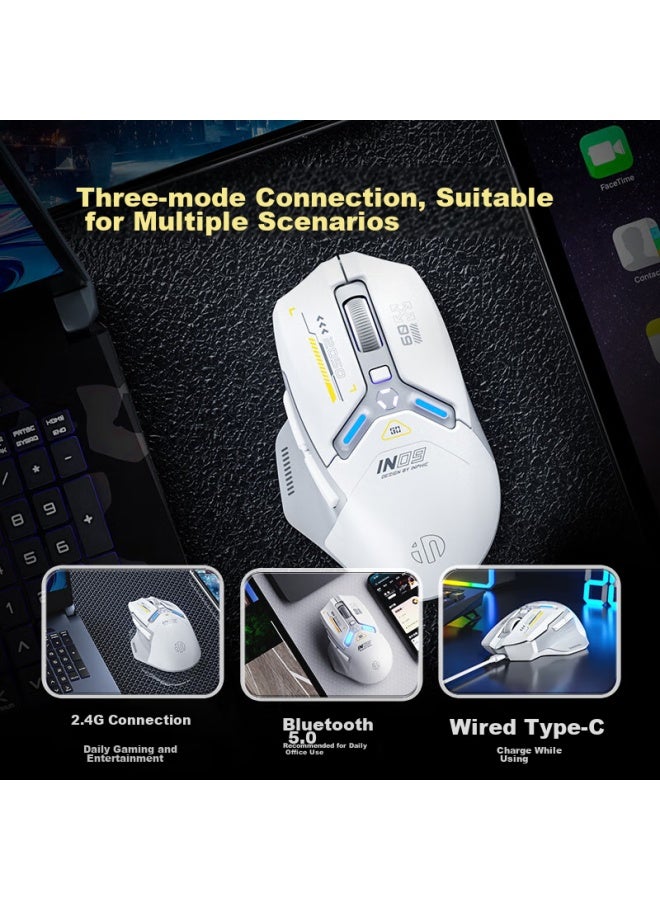 Inphic In9 Silent Edition Wireless Bluetooth Wired Gaming Mouse, Tri-mode E-sports Ergonomic Macro Rgb, For Pubg Lol/csgo, Compatible With Desktop And Laptop, Infinite 1000dpi - Image 3