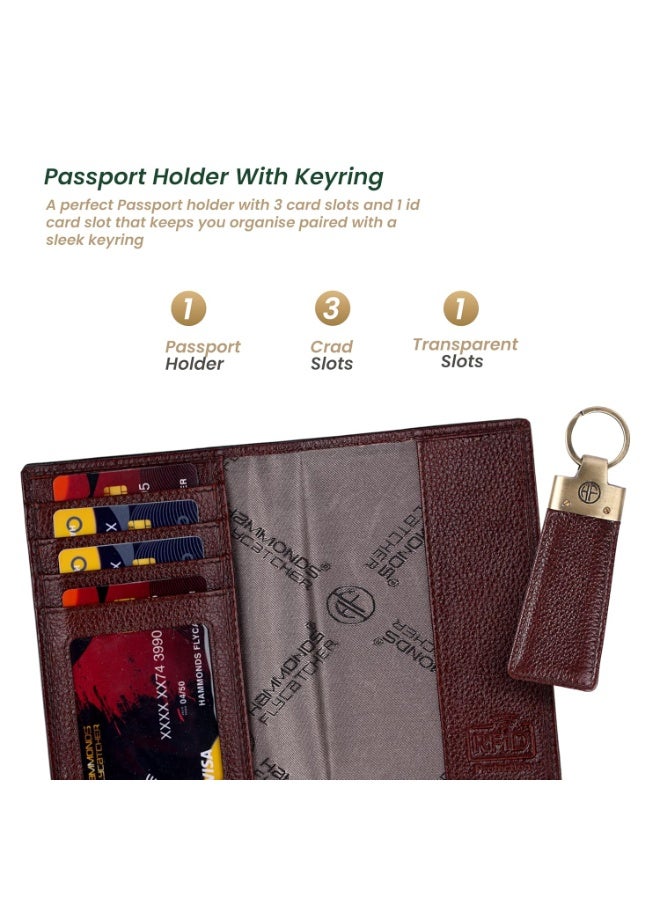 HAMMONDS FLYCATCHER Genuine Leather Premium 5 in 1 Mega Gift Combo Gifts Set for Men & Colleagues - Men's Wallet, Ladies Wallet, Passport Holder, Men's Belt & Keyring - Breeze Brown - Image 3