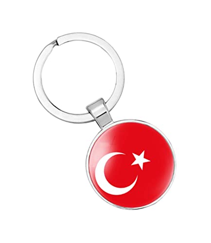 vmcoatdu Trkiye Turkey National Flag Key Chain Keyring Gift Men Women Keychain Stainless Steel and Inlaid Glass Materials - Image 3