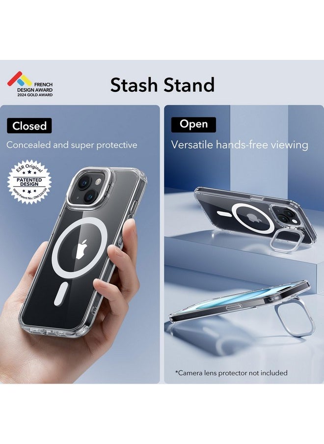 اي اس ار جراب ESR لهاتف iPhone 15، متوافق مع MagSafe، جراب واقٍ بدرجة عسكرية، جراب هاتف مدمج مع حامل تخزين، غطاء خلفي مقاوم للخدش، سلسلة كلاسيكية، شفاف  - Image 3