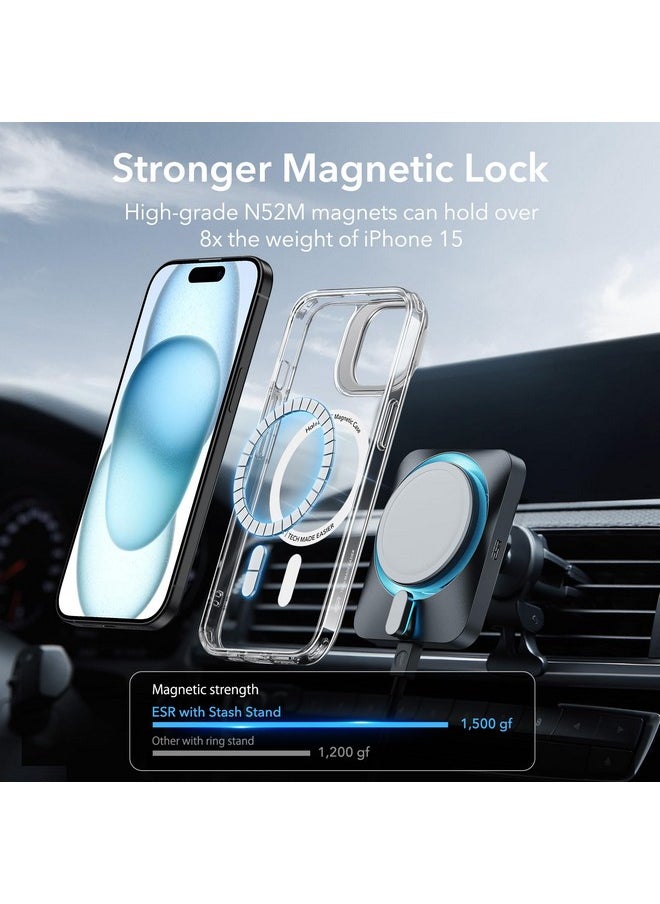 اي اس ار جراب ESR لهاتف iPhone 15، متوافق مع MagSafe، جراب واقٍ بدرجة عسكرية، جراب هاتف مدمج مع حامل تخزين، غطاء خلفي مقاوم للخدش، سلسلة كلاسيكية، شفاف  - Image 5