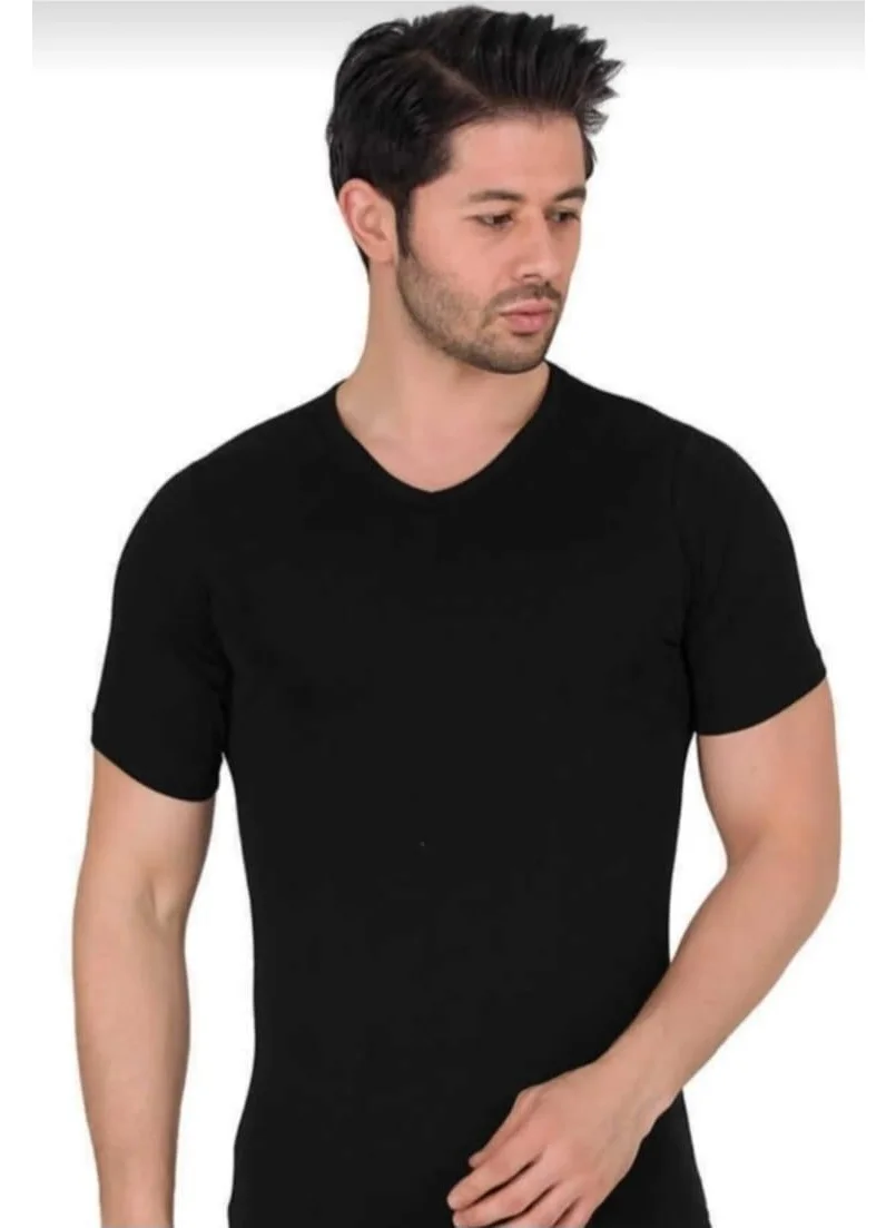 بيراك 1027 Men's Elastane V Neck Short Sleeve Undershirt 6 Pieces