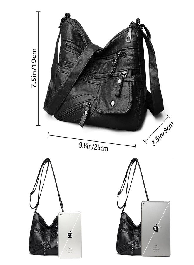 LassZone Crossbody Bag for Women Soft PU Leather Hobo Handbag Multi-Pocket Shoulder Bag Ladies Casual Messenger Bags with Adjustable Strap - Image 5
