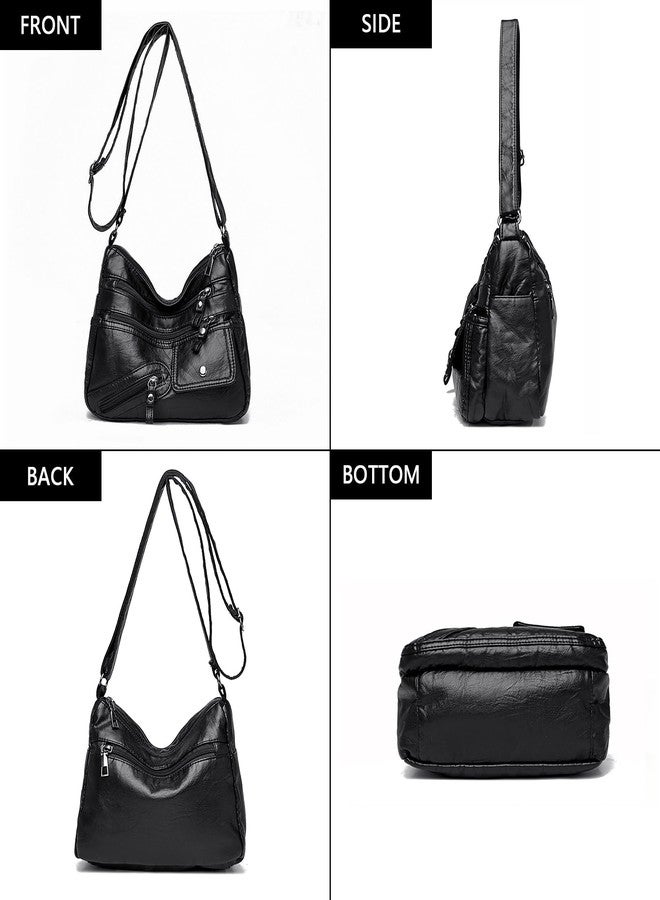 LassZone Crossbody Bag for Women Soft PU Leather Hobo Handbag Multi-Pocket Shoulder Bag Ladies Casual Messenger Bags with Adjustable Strap - Image 4