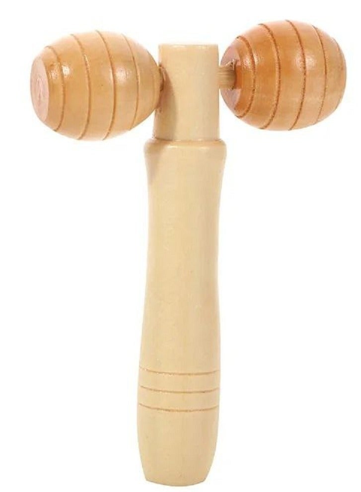 Wooden Massager for Face, Neck and Body with 2 Rollers - Image 1