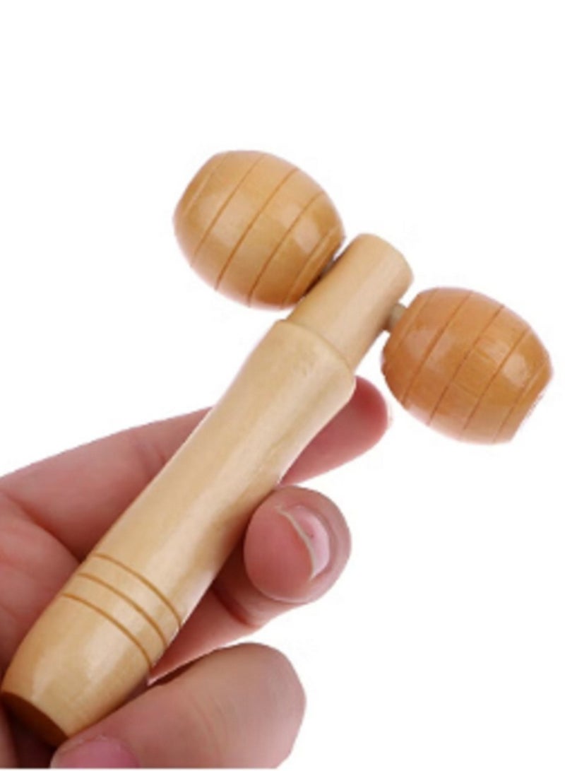 Wooden Massager for Face, Neck and Body with 2 Rollers - Image 2