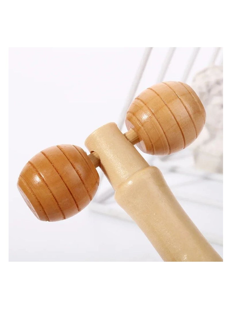Wooden Massager for Face, Neck and Body with 2 Rollers - Image 4
