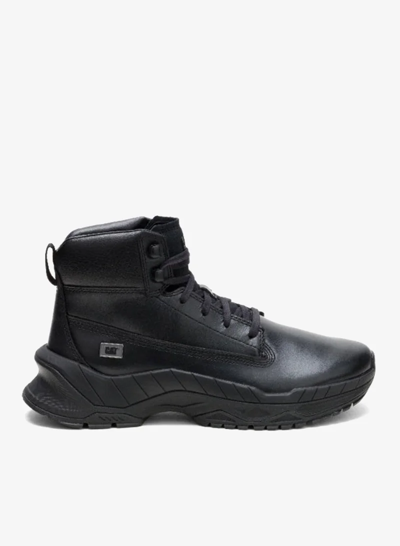 Caterpillar CAT Wattage Mid Black Men’s Shoe – Smooth Leather, EVA Comfort Midsole, SRX Slip‑Resistant T1575 Outsole