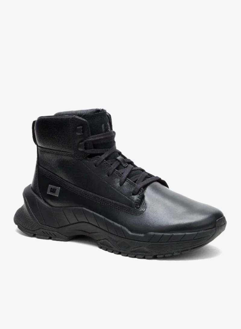 Caterpillar CAT Wattage Mid Black Men’s Shoe – Smooth Leather, EVA Comfort Midsole, SRX Slip‑Resistant T1575 Outsole