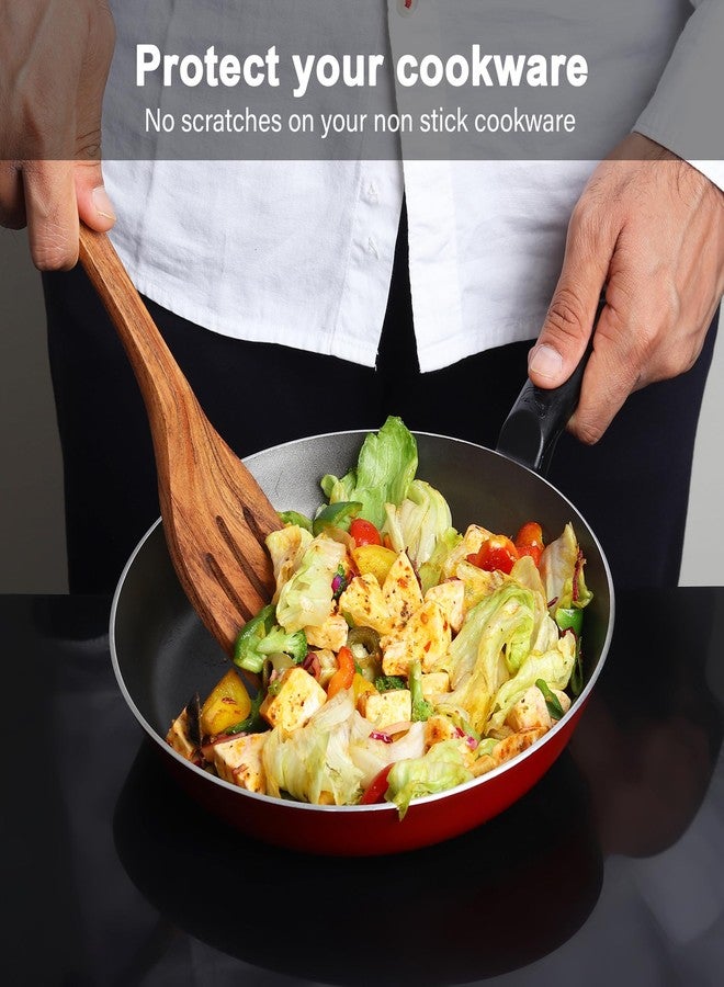 مجموعة أدوات طهي من خشب الأكاسيا من لافو ديزاينز، 8 قطع، مجموعة ملاعق خشبية بطول 12 بوصة للطهي | ملاعق خشبية غير لاصقة مناسبة لأواني الطهي | تشطيب طبيعي خالٍ من مادة BPA والسموم - Image 5