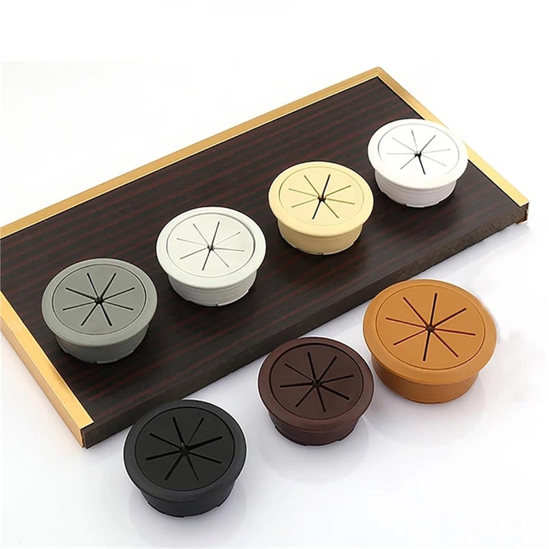 53mm Yellow ABS Rubber Cable Grommet 20pcs Desk Table Hole Cap For Wire Organization - Image 4