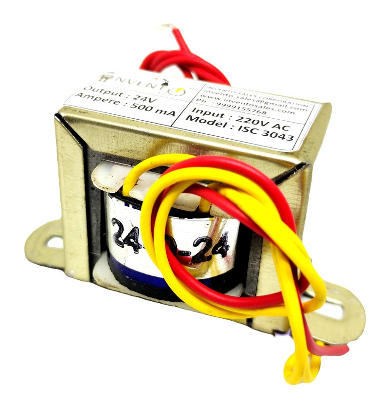 INVENTO 1Pcs 24V 0.5A 500mA 24-0-24 Transformer Copper Winding 220V AC to 24V AC Step Down Power Supply For DIY Projects - Image 1