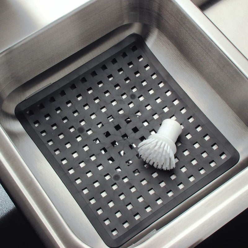 InterDesign iDesign 36660 Euro Plastic Sink Grid, Non-Skid Dish Protector for Kitchen, Bathroom, Basement, Garage, 12.5" x 11" - Black - Image 3