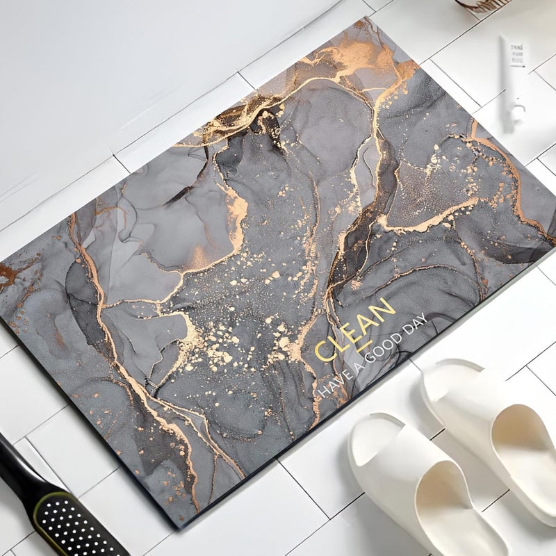 UMAI Polyester Rubber Bathroom Mat 40 60cm Bath Mat Anti Skid Mat for Bathroom Floor Bathroom Accessories Bathroom Mats Water Soak Non Slip Mat for Bathroom Floor Mat Grey - Image 1