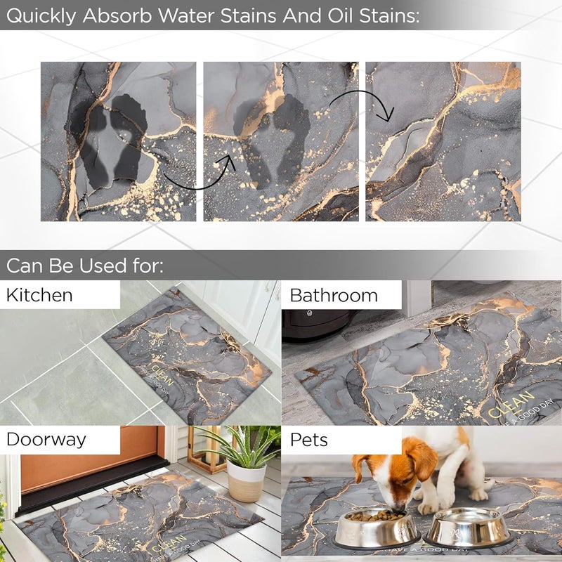 UMAI Polyester Rubber Bathroom Mat 40 60cm Bath Mat Anti Skid Mat for Bathroom Floor Bathroom Accessories Bathroom Mats Water Soak Non Slip Mat for Bathroom Floor Mat Grey - Image 5
