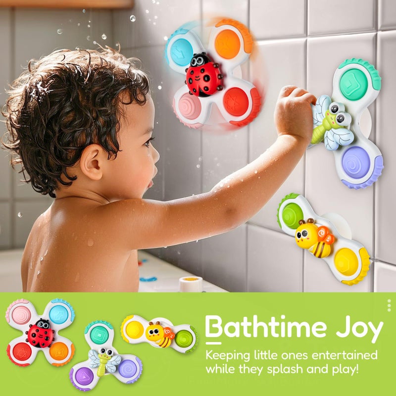 ALASOU 3PCS Pop Suction Cup Spinner Sensory Airplane Travel Toys for 1 Year Old Boy Girl Infant Toddlers|Novelty Spinning Tops 12 18 Months|1 2 Year Old Boy Birthday Gift|Baby Bath Toy Kids Ages 1-3 - Image 5