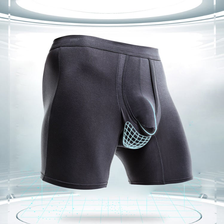Mens Extended Sports Boxer Briefs Anti-Chafe Large Size Breathable Running Grey - Image 5
