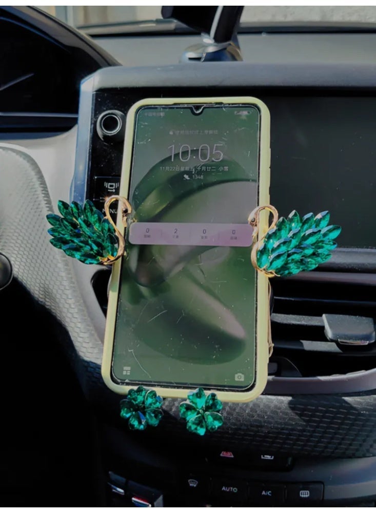 حامل هاتف نسائي للسيارة بتصميم البجعة الماسية - تألق وأناقة لفخامة سيدات الخليج 💎🇸🇦(تركيب سهل في ثواني) - Image 2