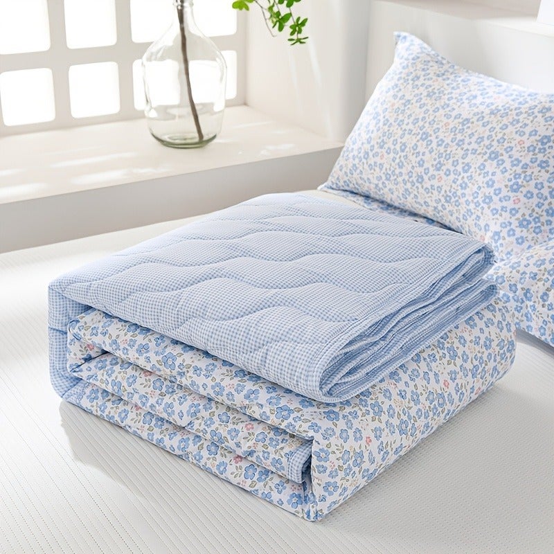 3pcs Soft Skin-Friendly Thin Duvet Cover Bedspread & Throw Blanket - Suitable for All-Season Bed Sheets, Single/Double/King Size Bedding, Machine Washable Coverlet for Home, Hotel, Sofa, Holiday Gift (No Inserts, Floral Print) - Image 2