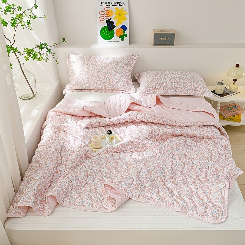 3pcs Soft Skin-Friendly Thin Duvet Cover Bedspread & Throw Blanket - Suitable for All-Season Bed Sheets, Single/Double/King Size Bedding, Machine Washable Coverlet for Home, Hotel, Sofa, Holiday Gift (No Inserts, Floral Print) - Image 4