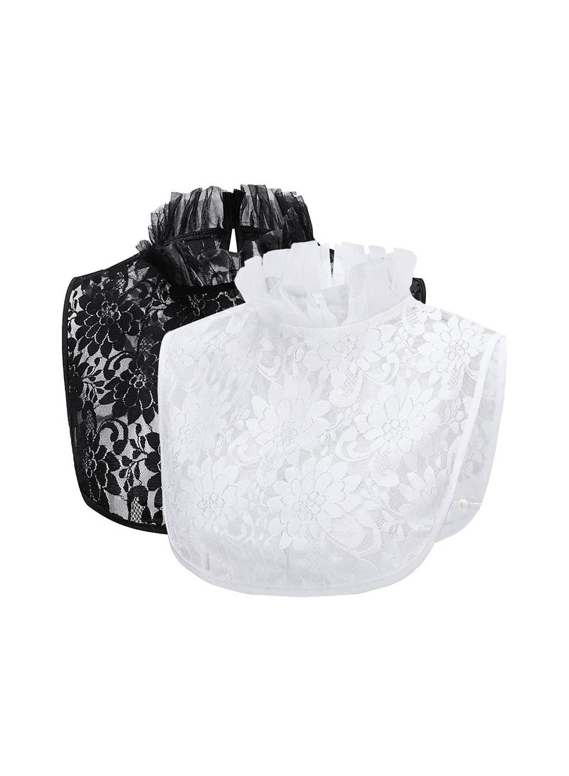 Fake Collar, Detachable Half Shirt Blouse False Collar Floral Lace Hollow Stand Top Elegant For Women Girls, Versatile to Match for Sweater, T-Shirt, Blouse, Dress, Jacket, Uniforms and More. - Image 1