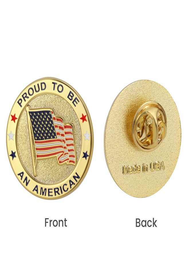 TONOS 10 Pack Round American Flag Pins, Gold USA Lapel Pins - Pround to Be An American Pin for Memorial Day, Flag Day, Independence Day - Image 3