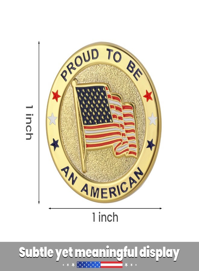 TONOS 10 Pack Round American Flag Pins, Gold USA Lapel Pins - Pround to Be An American Pin for Memorial Day, Flag Day, Independence Day - Image 2